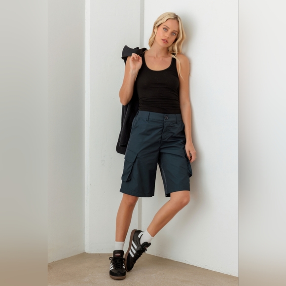 Tasha Apparel Navy Cargo Bermuda Shorts - Picture 10 of 12